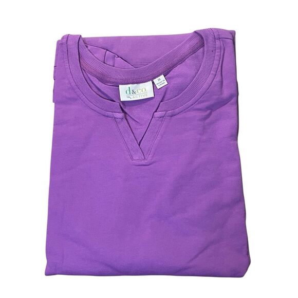 Denim & Co Womens 3X Active Regular French Terry Tunic Seam Detail Purple NWT - Picture 1 of 6
